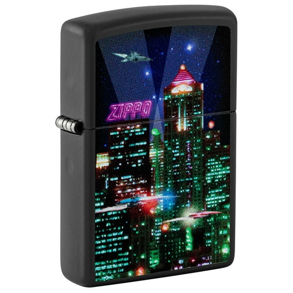 Zippo Lighter-Personalized Message Engraved on Backside Customized for USA City and States Windproof Lighter (Cyber City #48506)