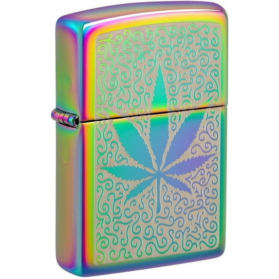Zippo Lighter - Personalized Message Engraved on Backside Leaf Smoke 48925