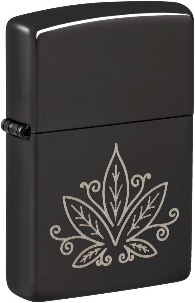 Zippo Lighter - Personalized Message Engraved on Backside Leaf Smoke 48926