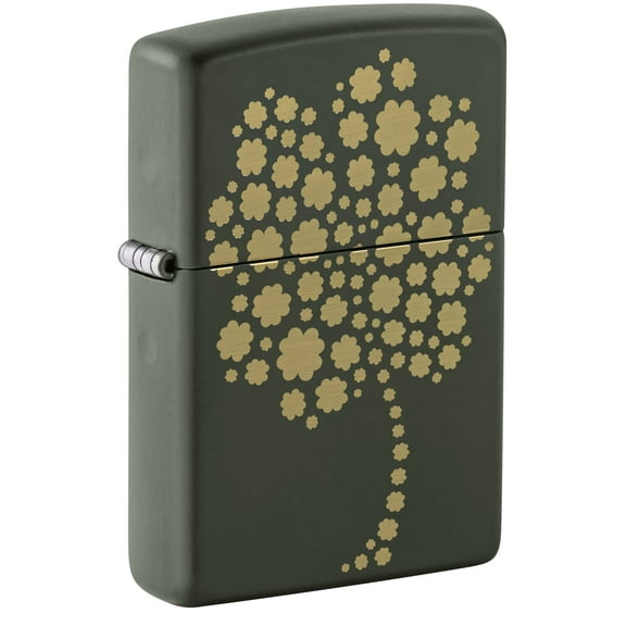 Zippo Lighter - Personalized Message Engraved on Backside Lucky Clover Shamrock Windproof Lighter (Clover Luck Irish #48501)