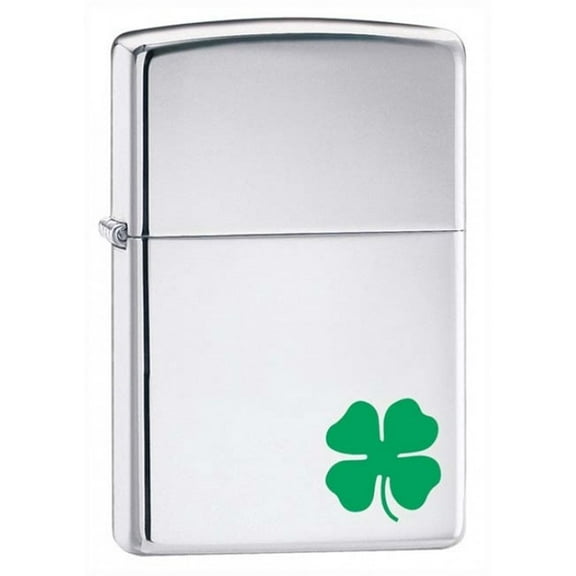Zippo Lighter - Personalized Message Engraved on Backside Lucky Clover Shamrock Windproof Lighter (High Polish 24007)