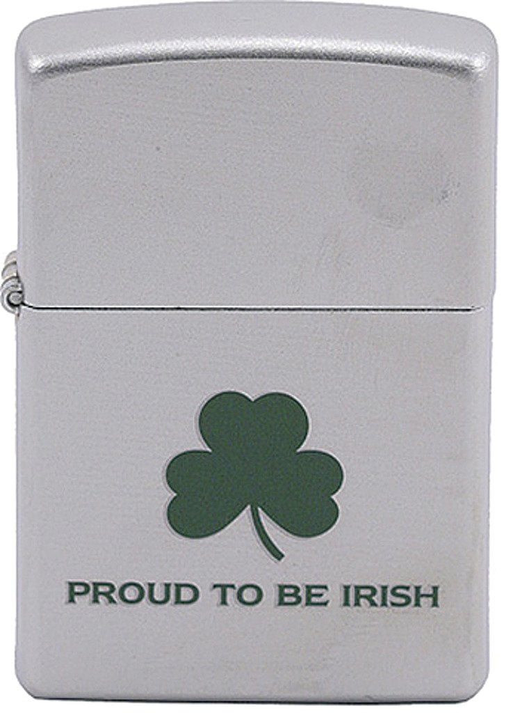 Zippo Lighter - Personalized Message Engraved on Backside Lucky Clover Shamrock Windproof Lighter (Irish Leaf Luck Z195)