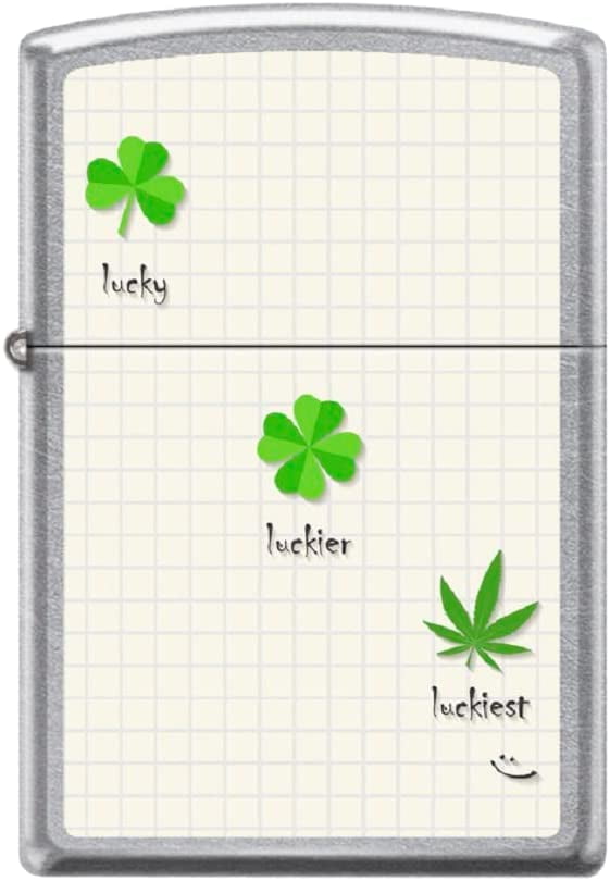 Zippo Lighter - Personalized Message Engraved on Backside Lucky Clover Shamrock Windproof Lighter (Shamrock Clovers Lucky #Z5530)