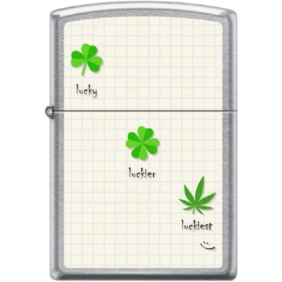 Zippo Lighter - Personalized Message Engraved on Backside Lucky Clover Shamrock Windproof Lighter (Shamrock Clovers Lucky #Z5530)