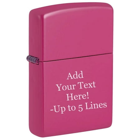 Zippo Lighter - Personalized Message Engraved on Backside Unique Colored Windproof Lighter (Hot Pink #49846)