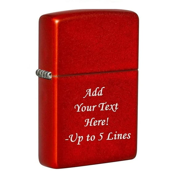 Zippo Lighter - Personalized Message Engraved on Backside Unique Colored Windproof Lighter (Metallic Red #49475)