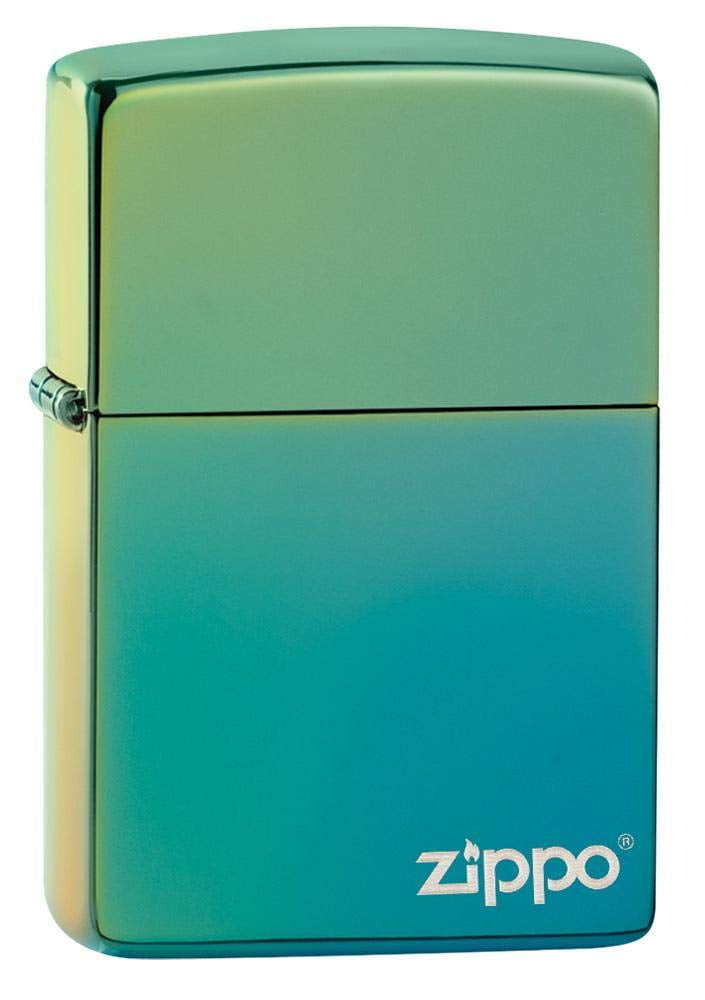 Zippo Lighter - Personalized Message Engraved on Backside Unique Colored Windproof Lighter (Teal Zippo Logo 49191ZL)