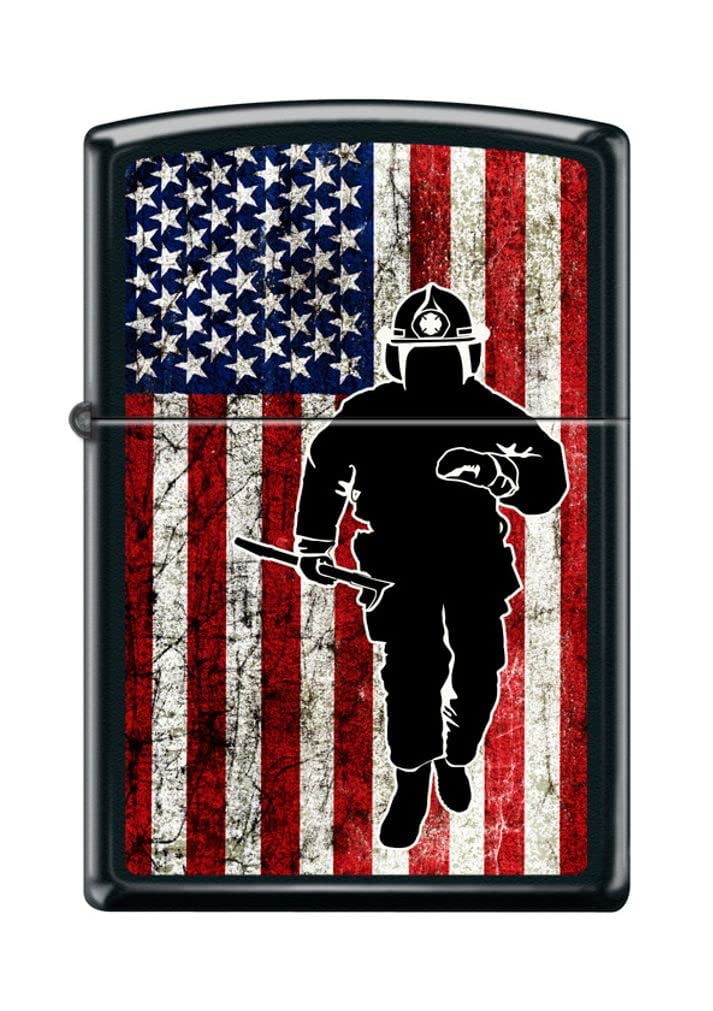 Zippo Lighter - Personalized Message Engraved on Backside for Fire Fighter Windproof Lighter (Black Matte #Z5256)