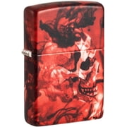 Zippo Lighter - Personalized Message Engraved on Backside for Fire Fighter Windproof Lighter Skull with Red 48772