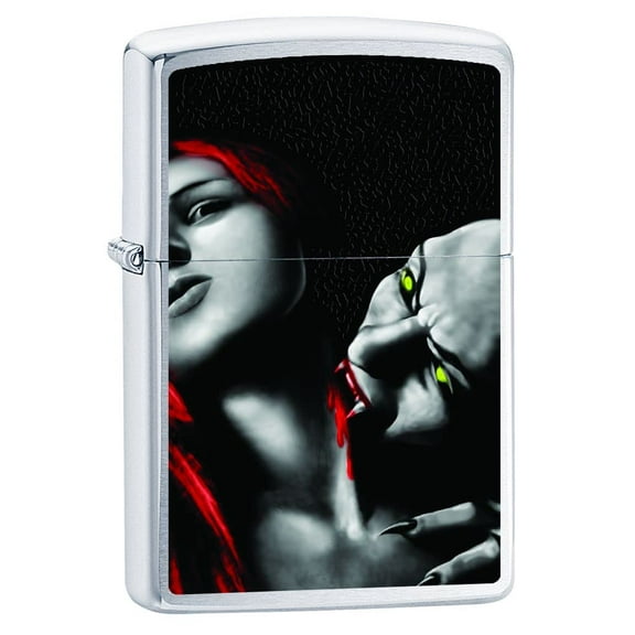 Zippo Lighter - Personalized Message Engraved on Backside for Skull Series2 Windproof Lighter (Vampire Dracula Z5002)