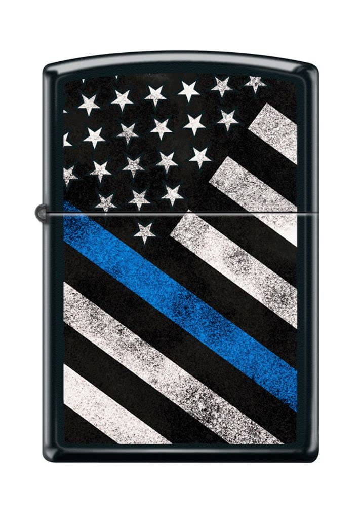 Zippo Lighter - Personalized Message Engraved on Backside for Tradesman or Craftsman Maintenance Worker Specialist (Blue Line Police Z5155)