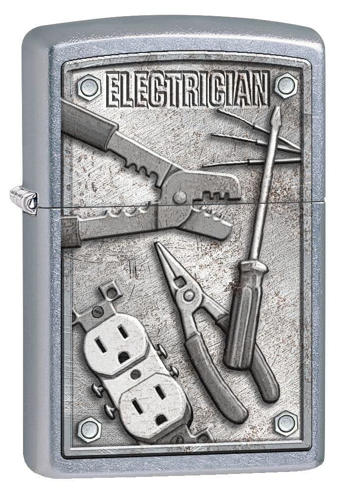 Zippo Lighter - Personalized Message Engraved on Backside for Tradesman or Craftsman Maintenance Worker Specialist (Electrician #Z5169)