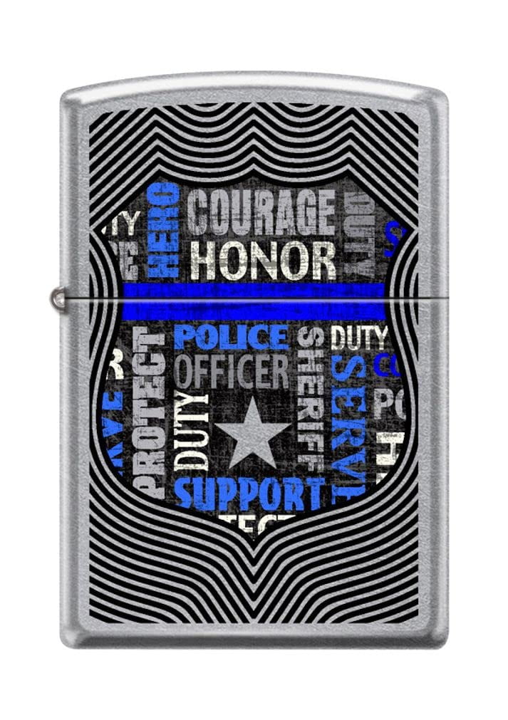 Zippo Lighter - Personalized Message Engraved on Backside for Police Z5156