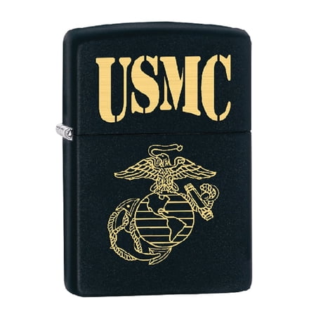 Zippo Lighter - Personalized Message Engraved on Backside for U.S. Marine Corps USMC Windproof Zippo Lighter (Black Matte #Z109)
