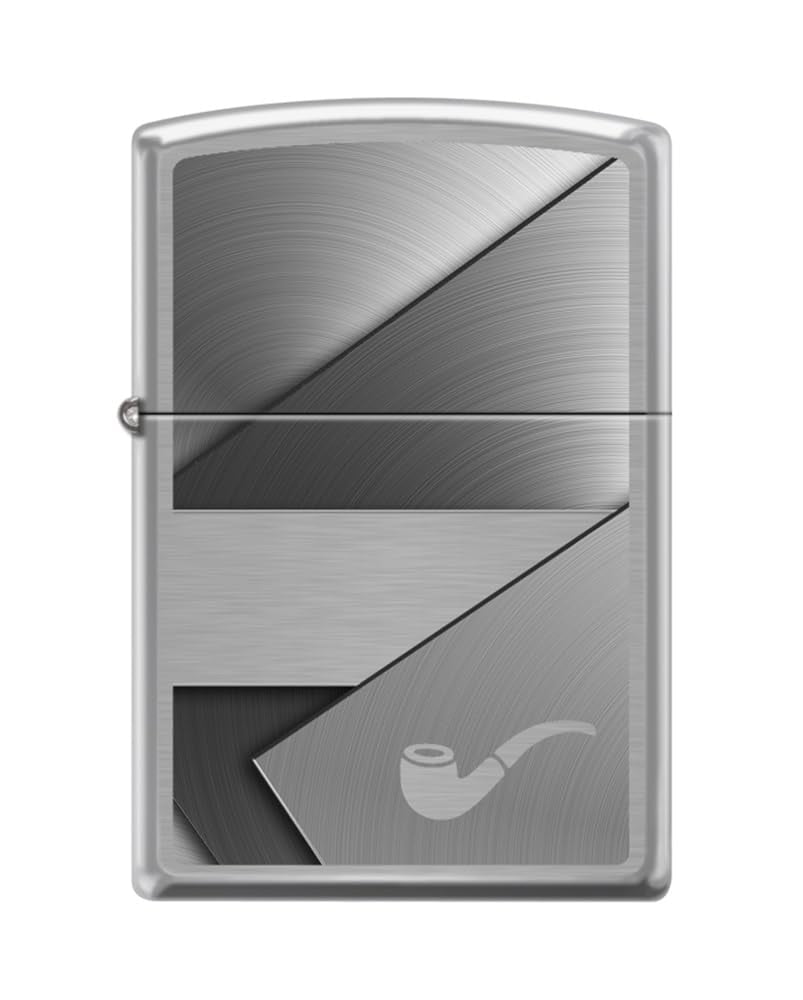 Zippo Lighter- Pipe Design Pipe Insert Windproof Lighter (Metal Design Brush Chrome #Z5550)