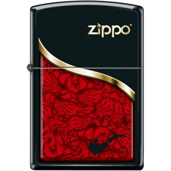Zippo Lighter- Pipe Design Pipe Insert Windproof Red Venetian Black #Z5549