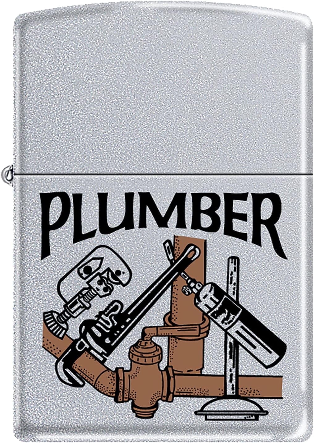 Zippo Lighter - Plumber Satin Chrome Windproof Lighter #Z284 (Satin Chrome #Z284)