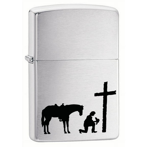 Zippo Lighter: Praying Cowboy - Brushed Chrome