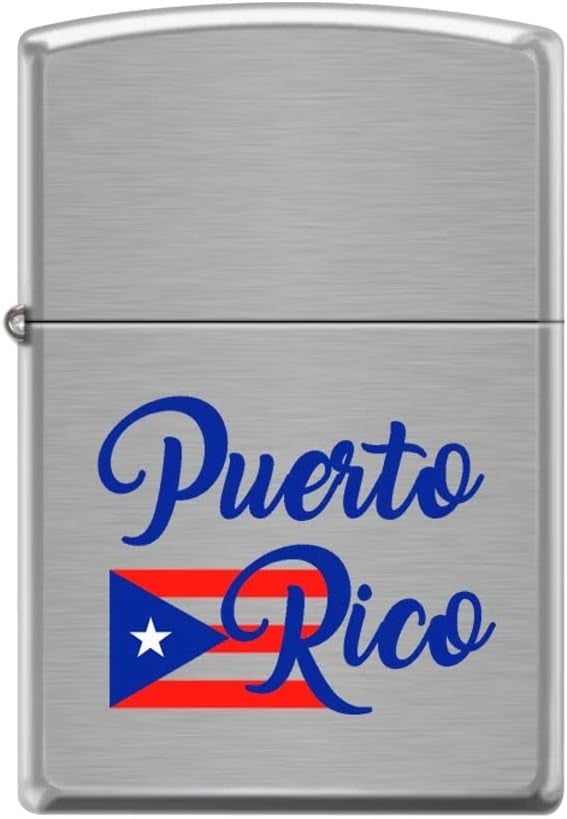 Zippo Lighter Puerto Rico Flag Brushed Chrome Windproof Lighter Z5280