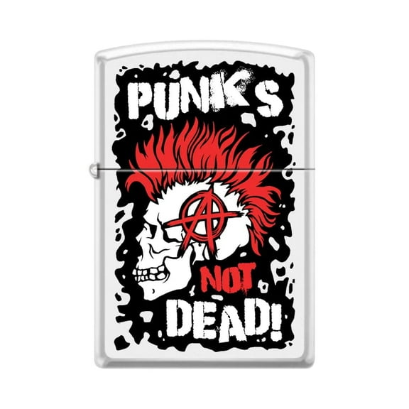 Zippo Lighter-Punks Not Dead Design White Matte Windproof Lighter #Z5458