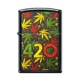 thumbnail image 1 of Zippo Lighter-Rasta Leaf Leaves Black Matte Windproof Lighter #Z5454, 1 of 6