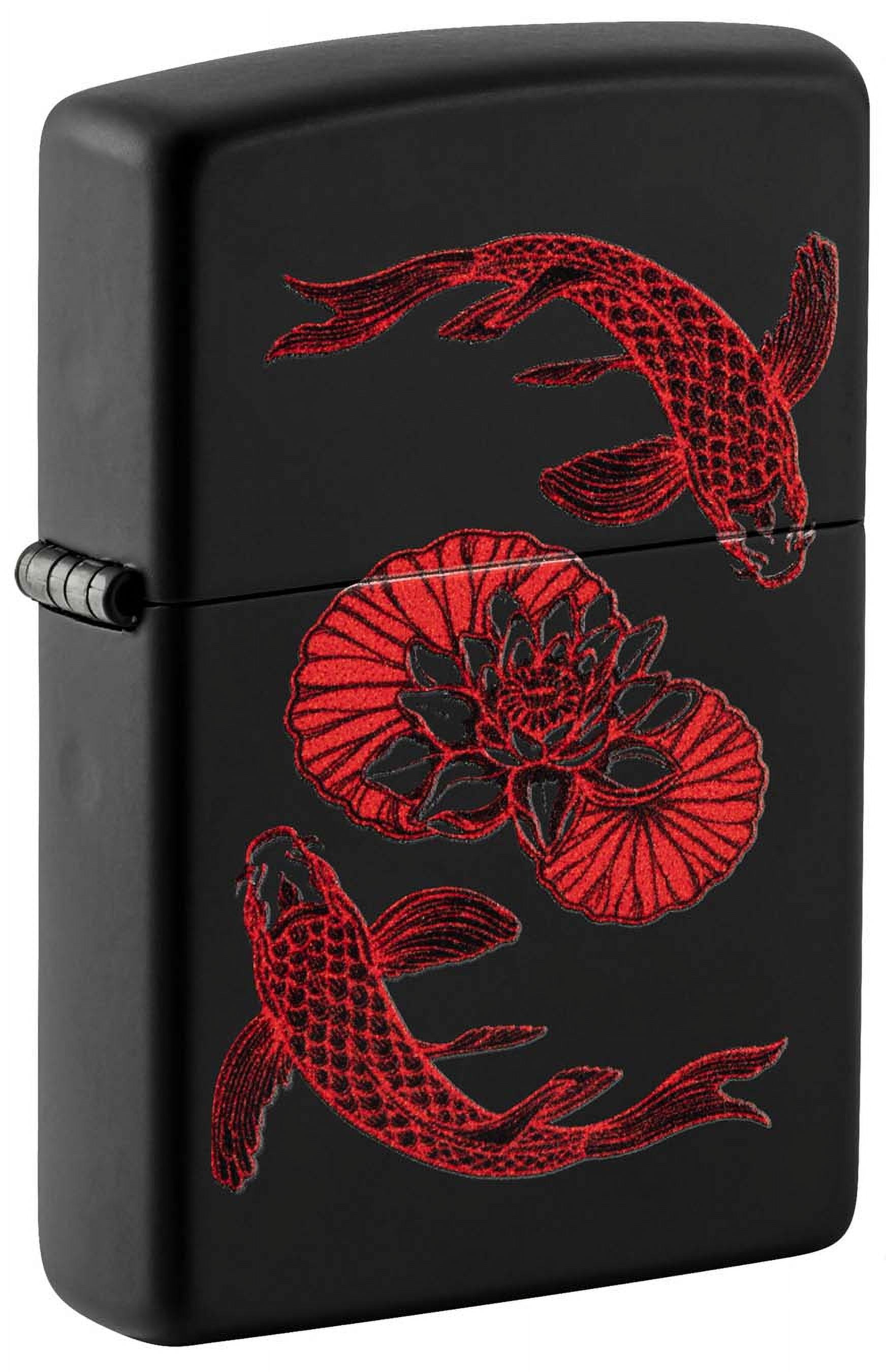 Zippo Lighter: Red Koi Fish - Black Matte 49922 - Walmart.com