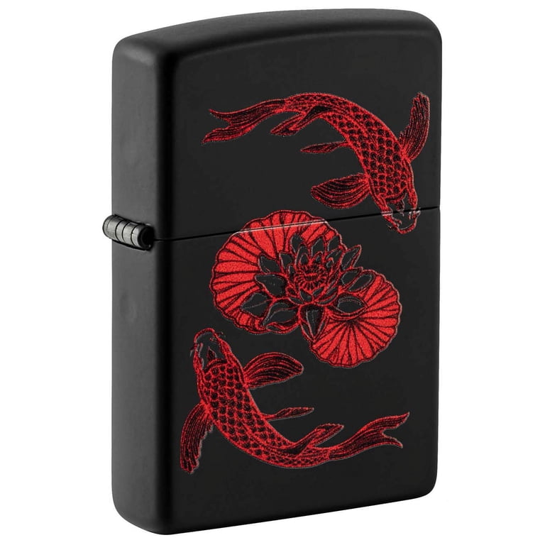 Zippo Lighter: Red Koi Fish - Black Matte 49922 - Walmart.com