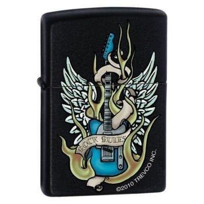 Zippo Lighter - Rock Rules Winged Guitar