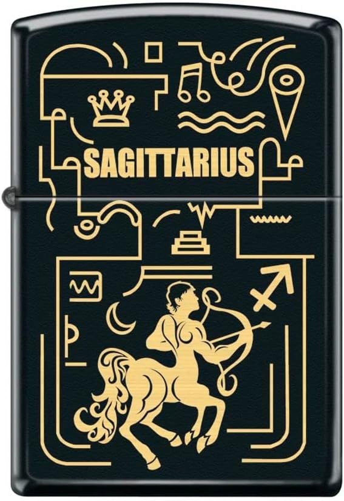 Zippo Lighter- Sagittarius Zodiac Black Matte Windproof Lighter #Z5306