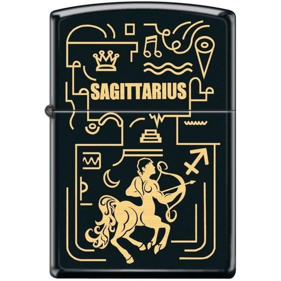 Zippo Lighter- Sagittarius Zodiac Black Matte Windproof Lighter #Z5306