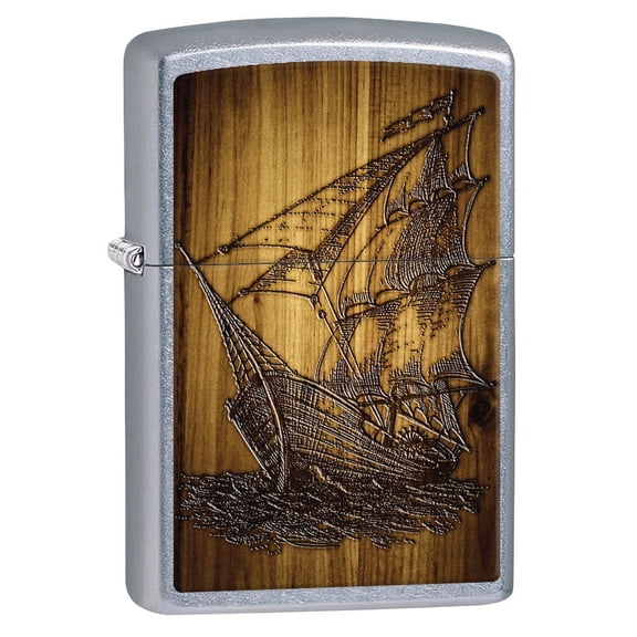 Zippo Lighter: Sailing Ship Drawing - Street Chrome 80610