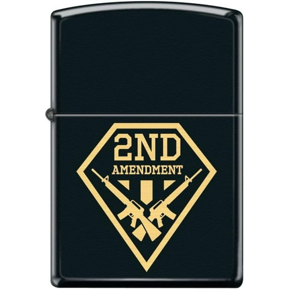 Zippo Lighter - Amendment Shield Black Matte #Z5292
