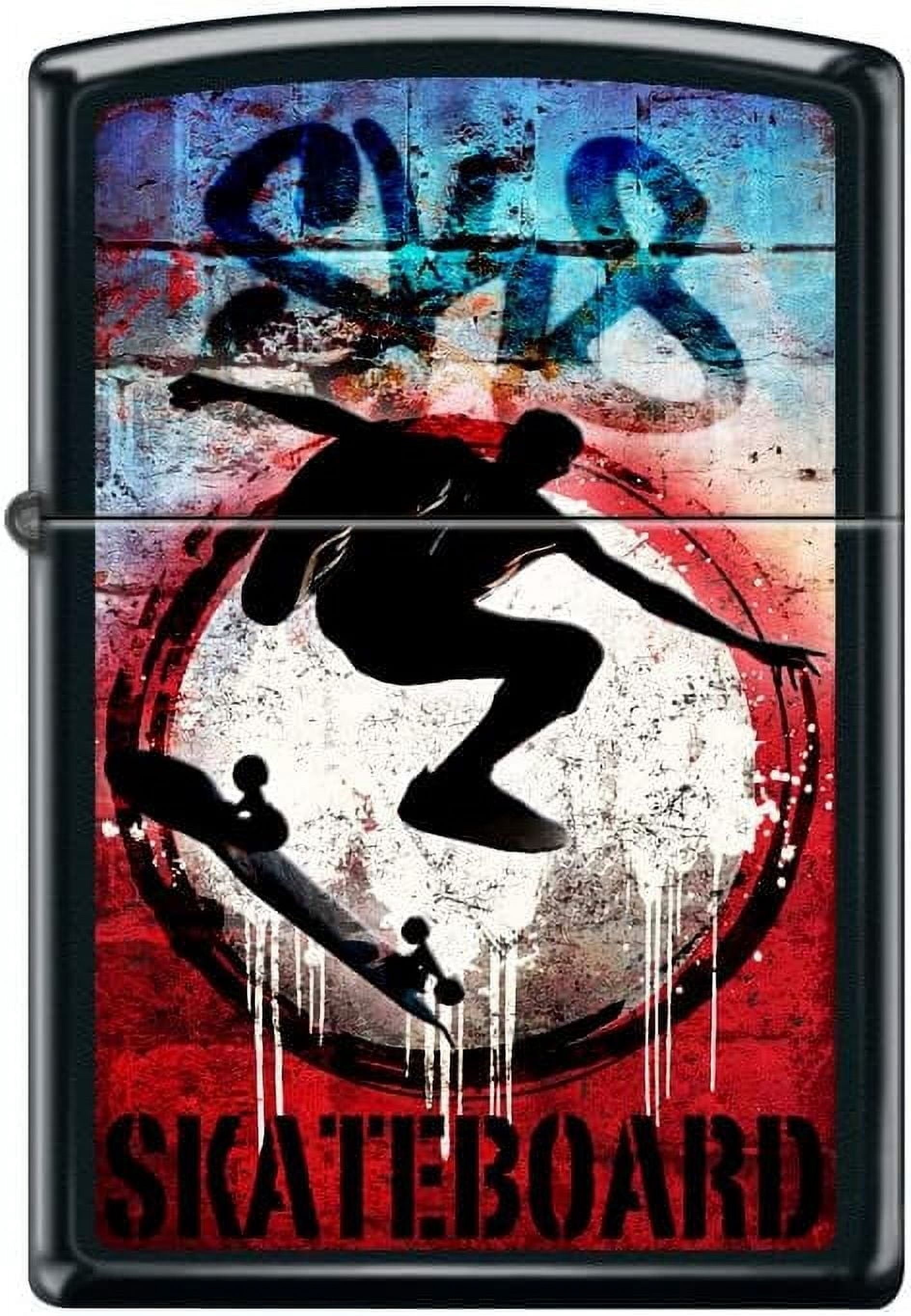 Zippo Lighter-Skate Board Grunge Design Black Matte Windproof Lighter #Z5501