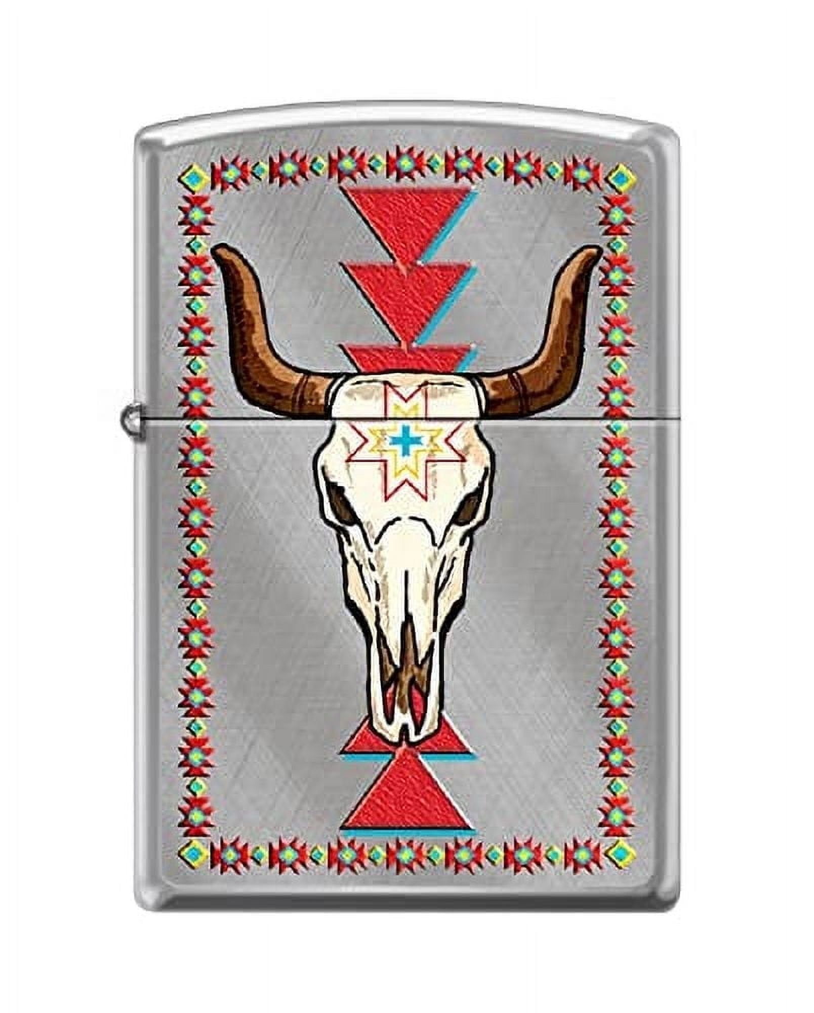 Zippo Lighter- Skull Design Windproof Lighter (Longhorn Skull #Z6036)