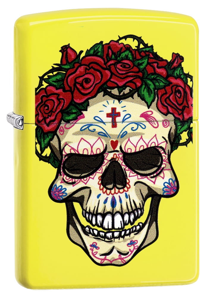Zippo Lighter - Skull Roses Design
