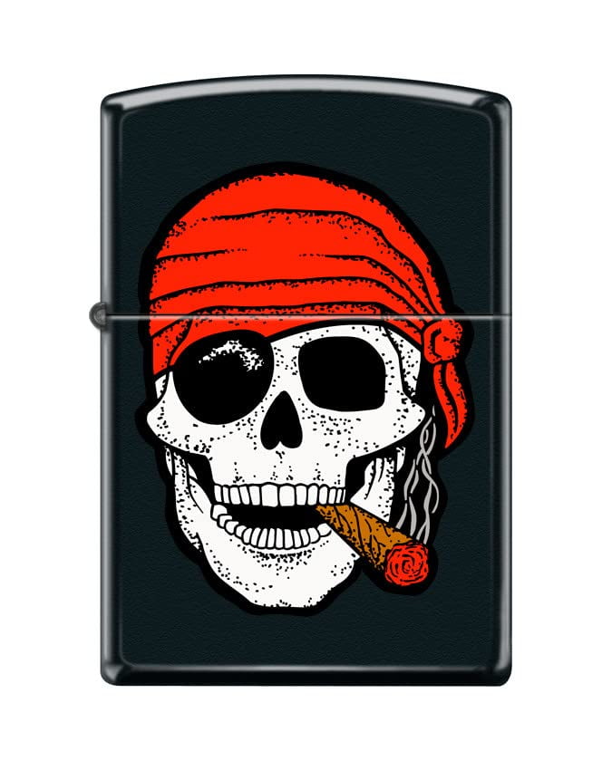 Zippo Lighter-Skull with Cigar Black Matte Windproof Lighter #Z5489