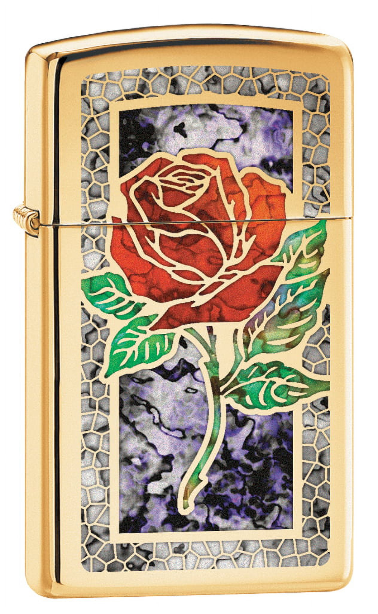 Zippo Lighter: Slim Fusion Rose - High Polish Brass 78750