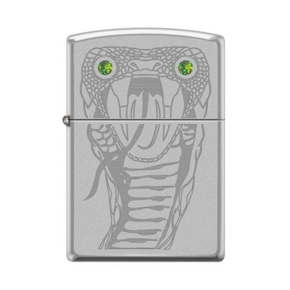 Zippo Lighter - Snake Eyes w/ Green Swarovski High Polish Chrome