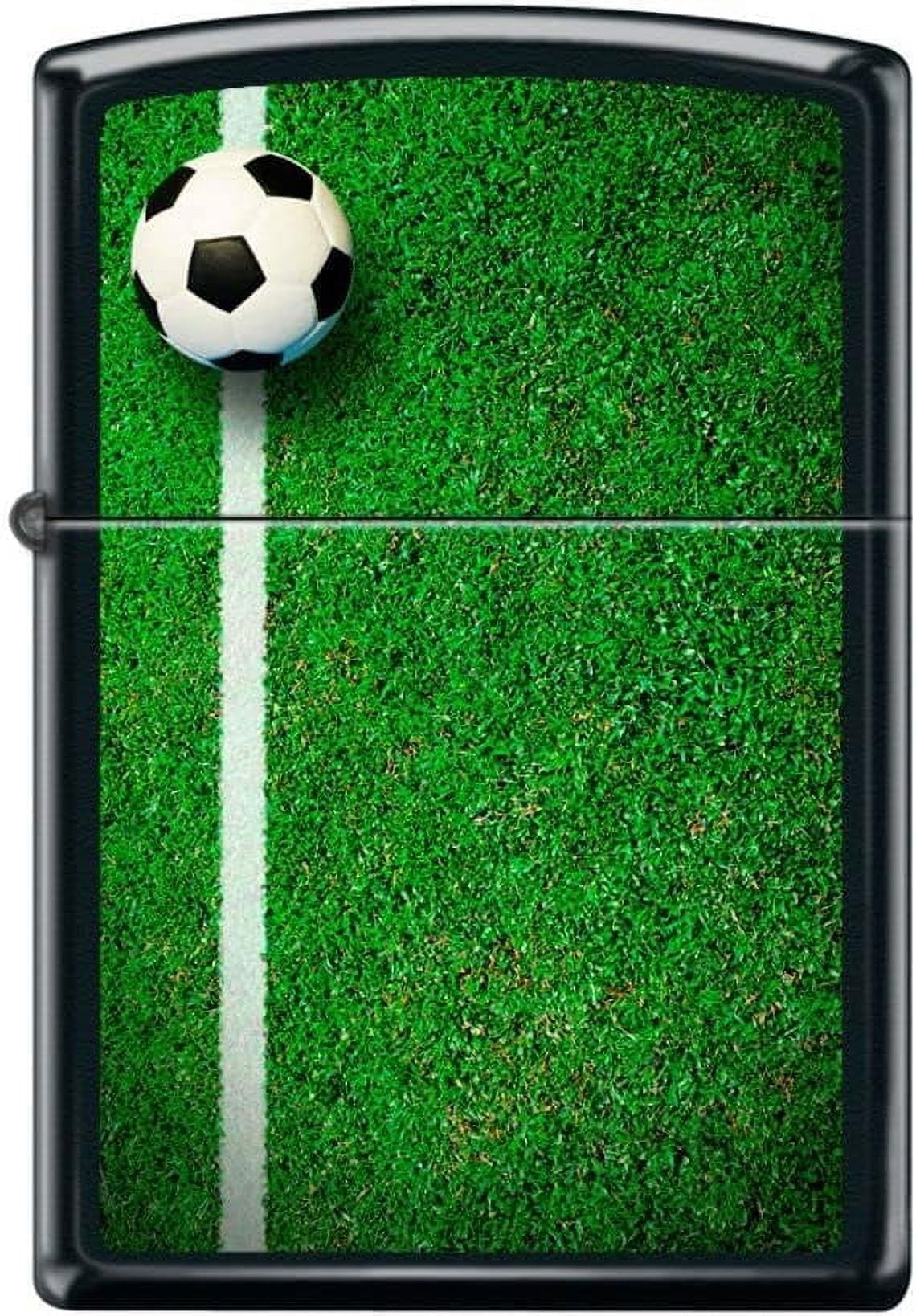 Zippo Lighter- Soccer Ball Field Football Black Matte Windproof Lighter #Z5227