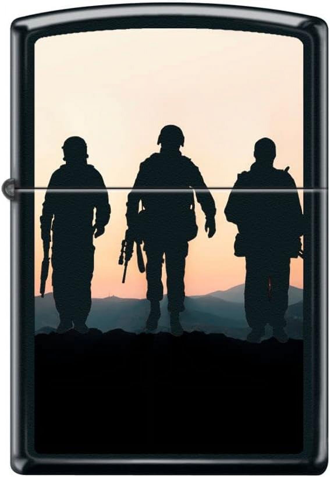 Zippo Lighter- Soldiers at Sunset Silhouette Black Matte Windproof Lighter #Z5147