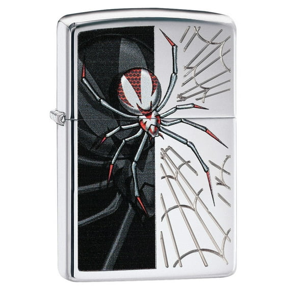 Zippo Lighter: Spider and Web - High Polish Chrome 81596