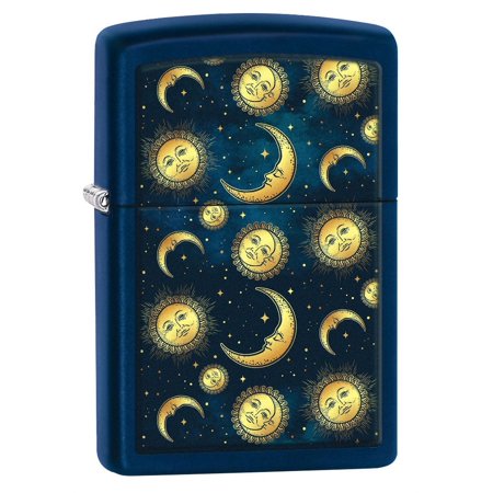 Zippo Lighter: Sun and Moon Pattern - Navy Matte 80834