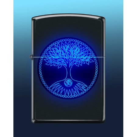 Zippo Lighter - Personalized Customize Message Engrave on Backside for Heart of The Tree (Blackight #Z6008)