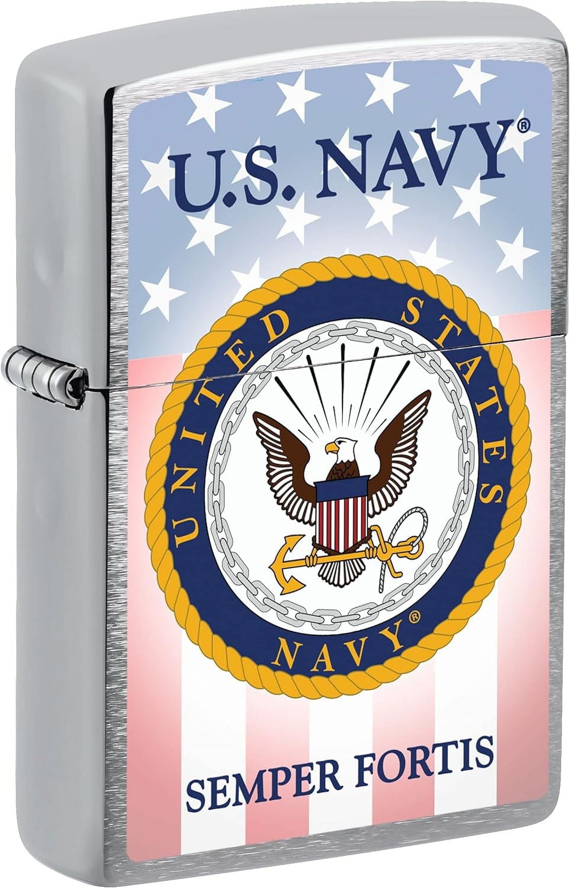 Zippo Lighter- US Navy Semper Fortis Brushed Chrome Windproof Lighter #Z5216