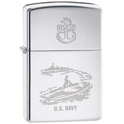 Zippo Lighter US Navy USN Aircraft Carrier Destroyer Military Chrome