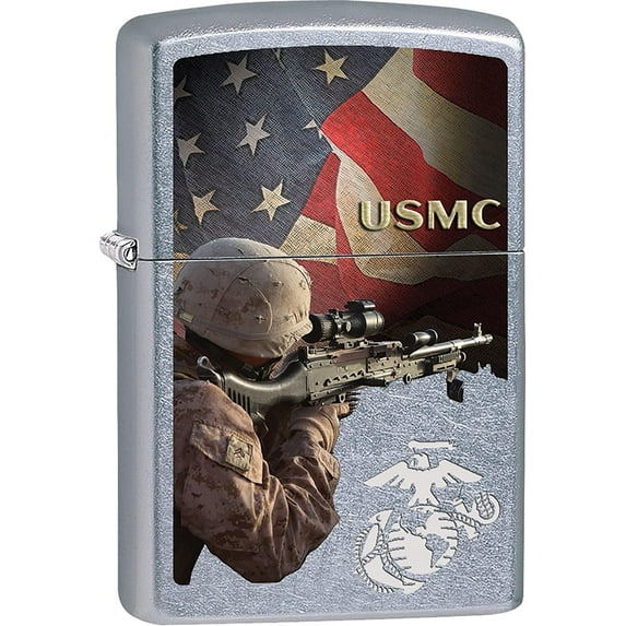 Zippo Lighter - USMC U.S. Marine Corps. Windproof Lighter (Street Chrome #Z625)