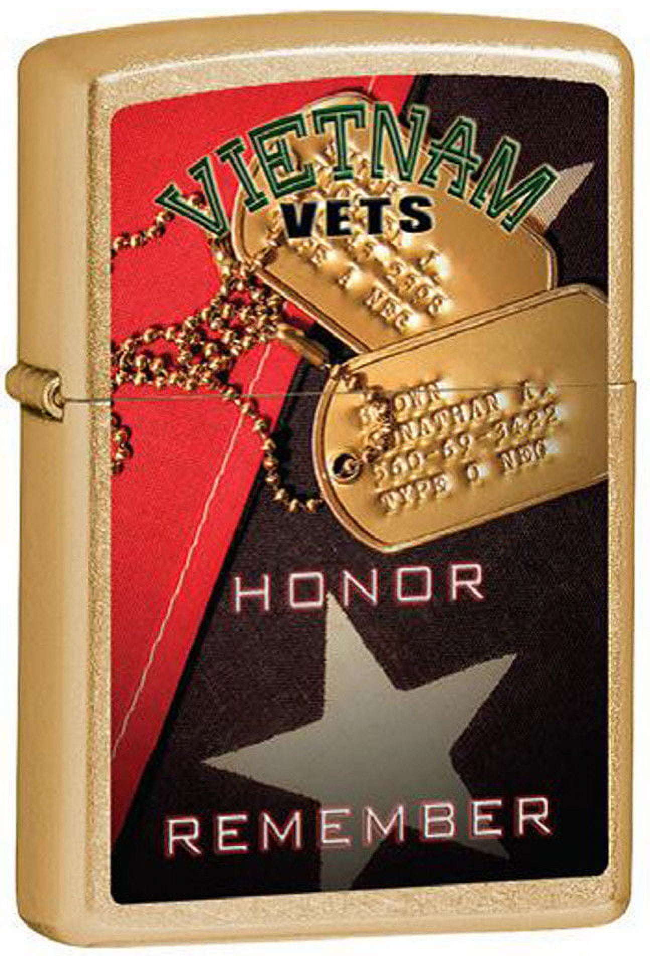 Zippo Lighter Vietnam Veterans Honor and Remember Brushed Brass Military