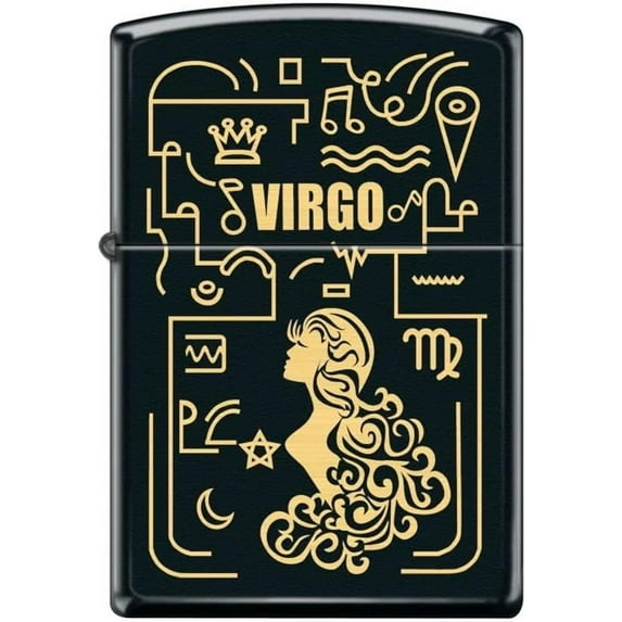 Zippo Lighter- Virgo Zodiac Black Matte Windproof Lighter #Z5309