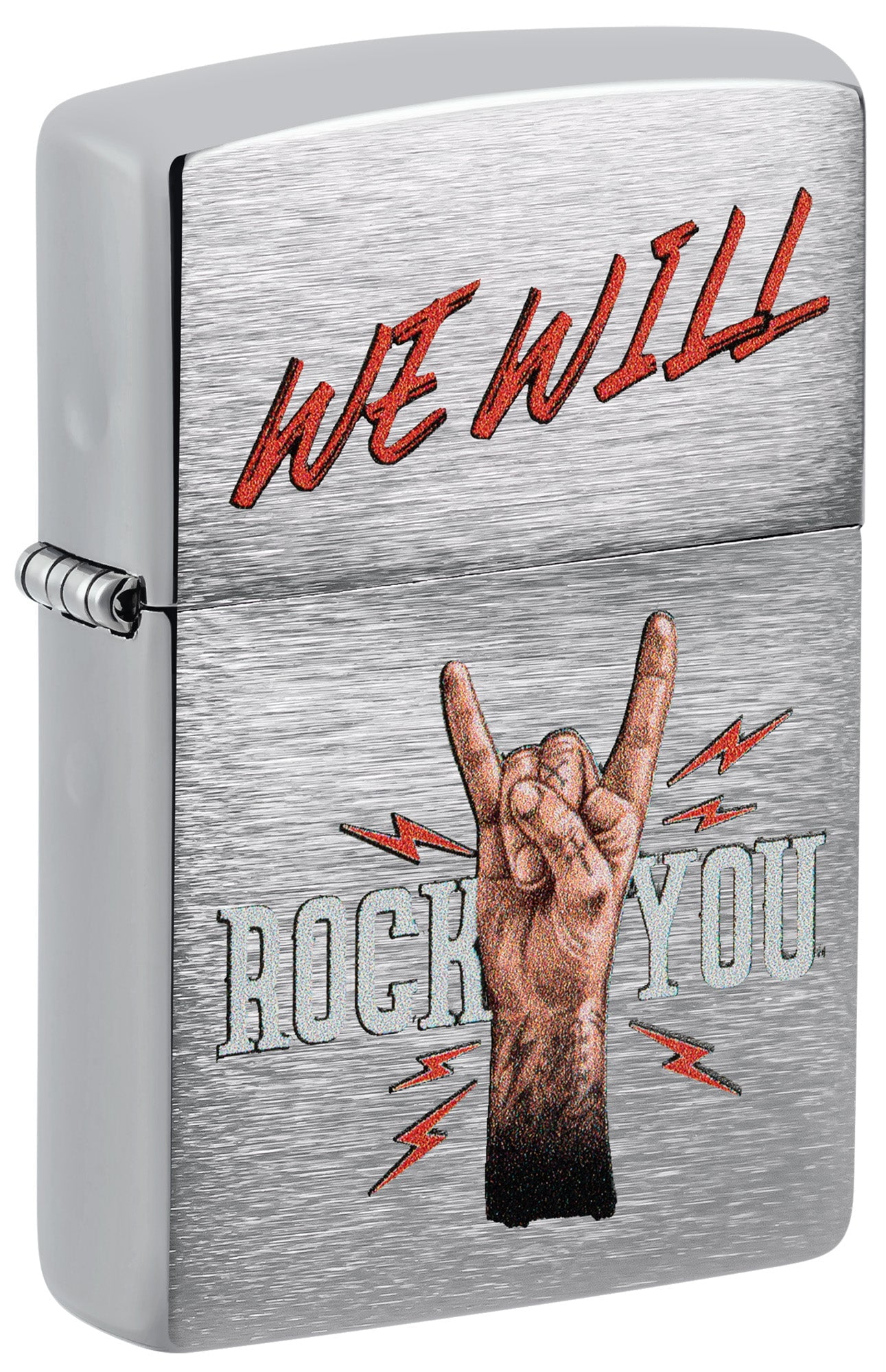 Zippo Lighter: We Will Rock You - Brushed Chrome 48853