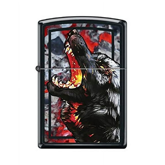Zippo Lighter- Wolf Design Windproof Lighter (Fire Wolf #Z6000)
